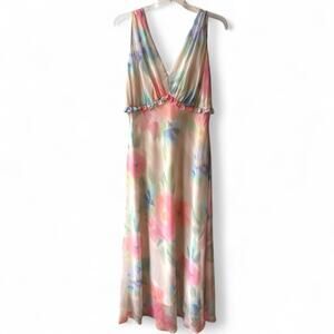 Taylor Maxi Dress 12 Empire Waist Watercolor Tie Dye Lined Wedding